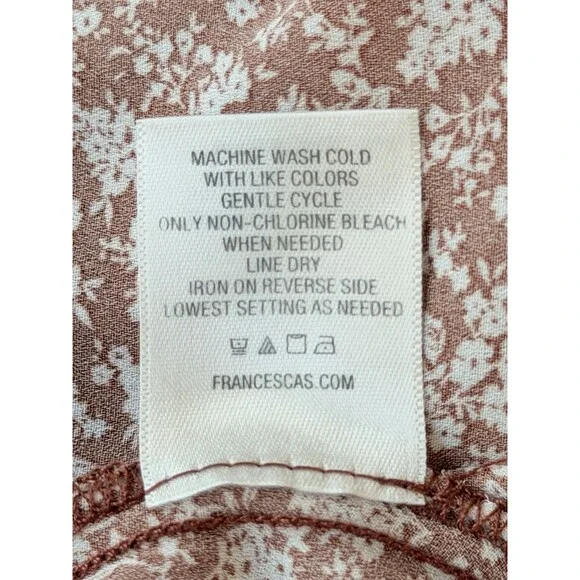 Mi Ami Womens Small Floral Smocked Midi Dress Rust Red White Off Shoulder Boho - Picture 9 of 9